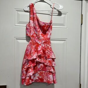 One shoulder floral dress